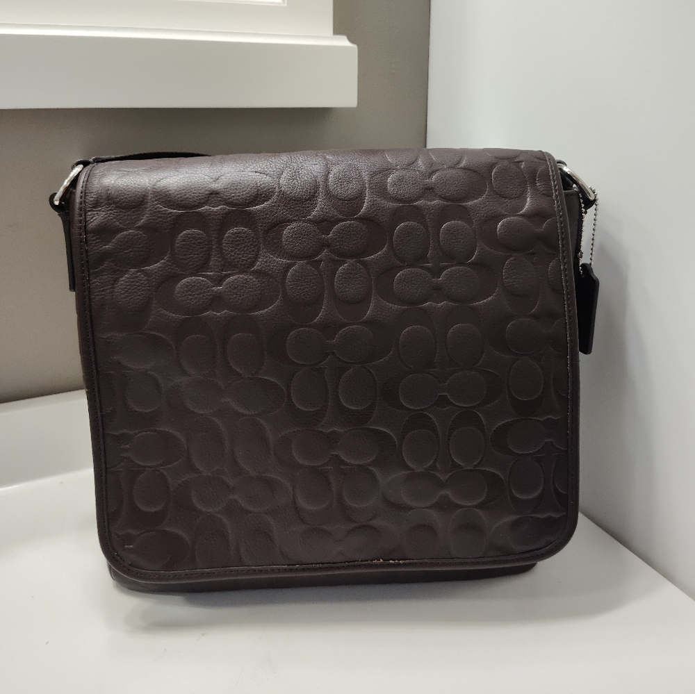 🤎EUC Coach Signature Monogram Logo Adjustable Crossbody Messenger Bag, Chocolat - Picture 2 of 16